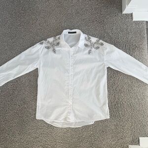 MOHITO | White button front blouse with beaded detailing